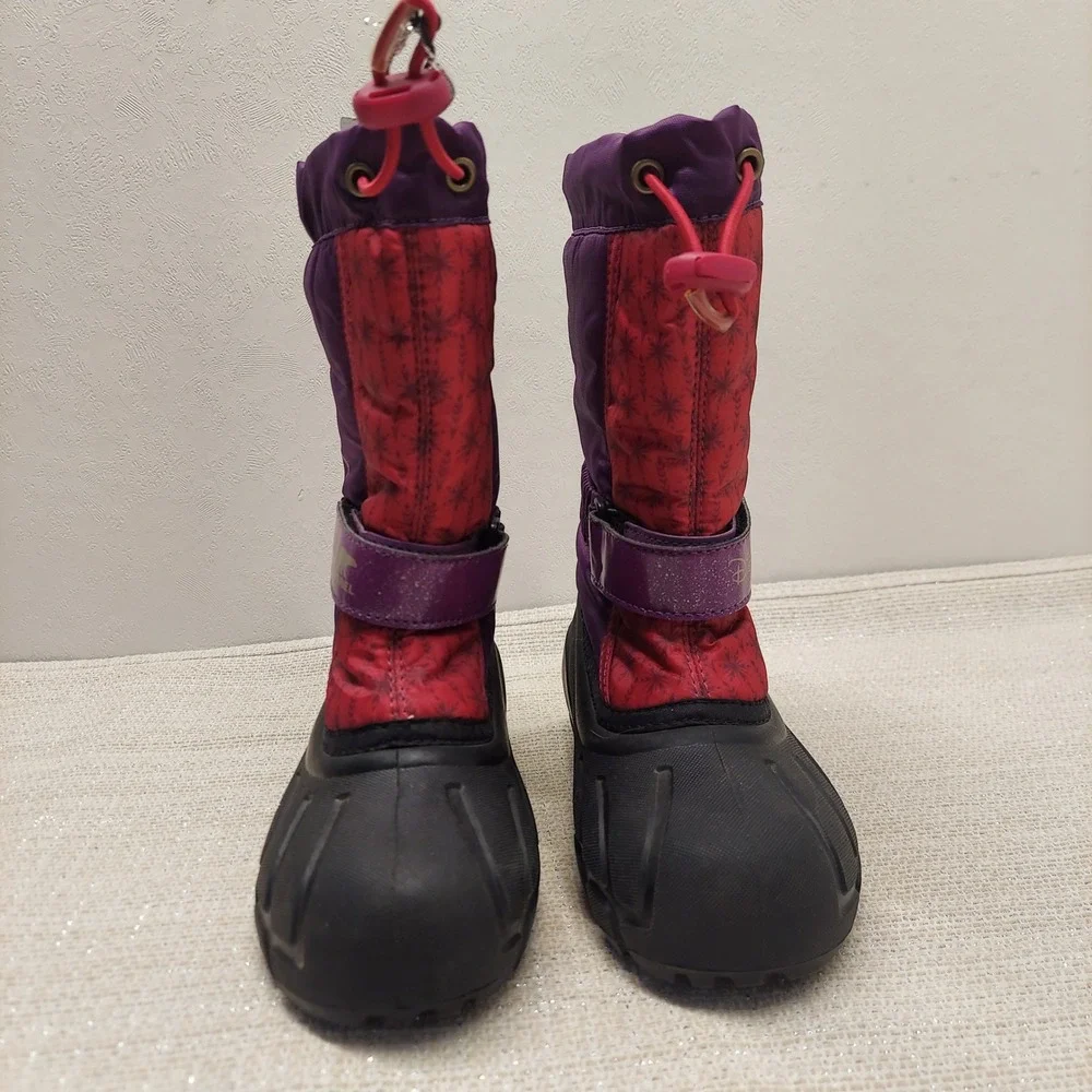 New Sorel Disney Frozen 2 Anna Snow Boots Purple Red Girls Size 13 LC3667-594
